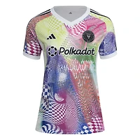 Haut d'avant-match adidas blanc Inter Miami CF 2025 Pride pour femme
