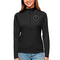 Women's Antigua Black Inter Miami CF Tribute Quarter-Zip Pullover Top