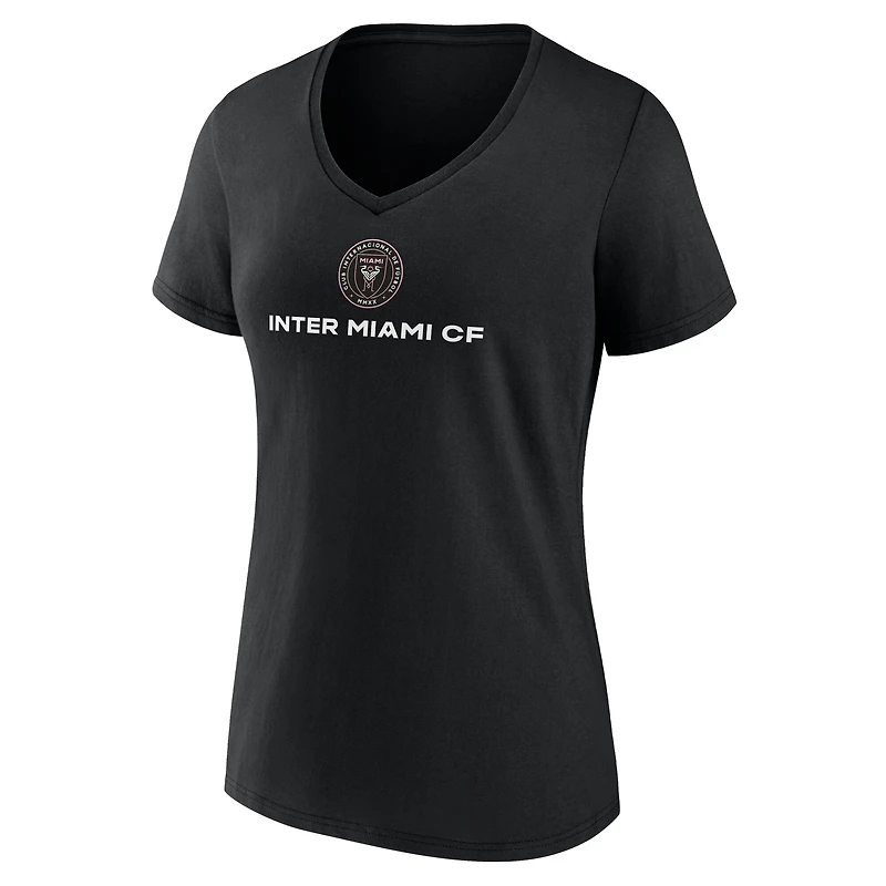 T-shirt noir à col en V Inter Miami CF Heart & Soul pour femme