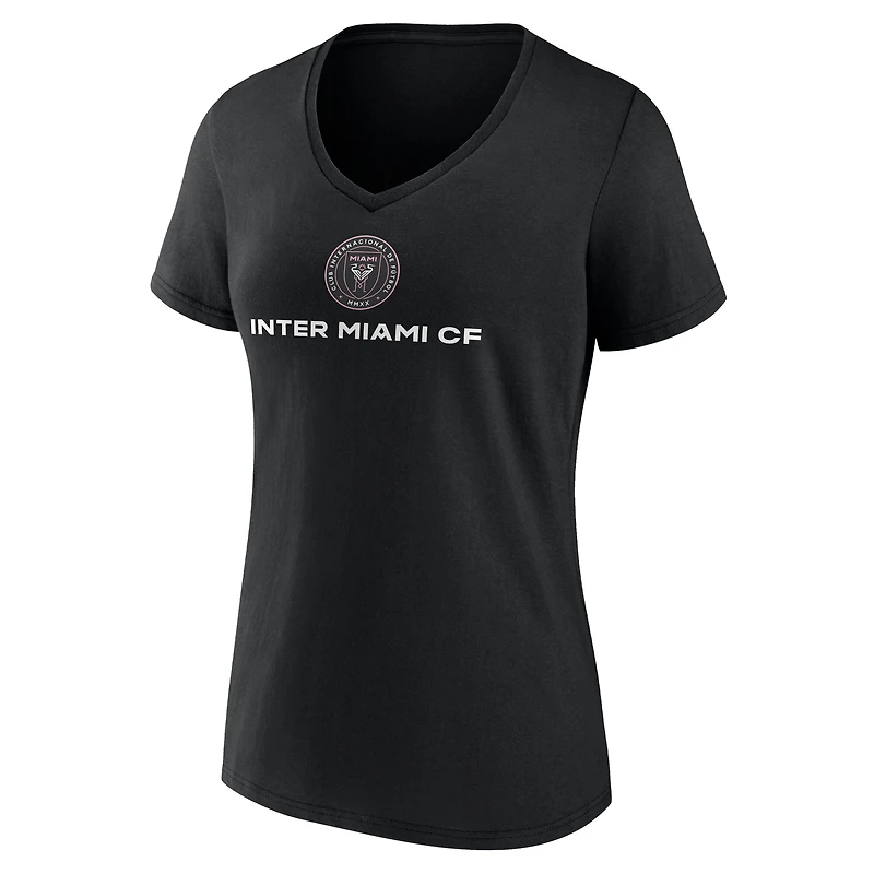 Women's Black Inter Miami CF Official Logo V-Neck T-Shirt