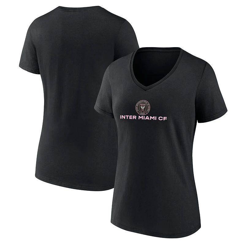 T-shirt noir à col en V pour femme Inter Miami CF We Are Icon