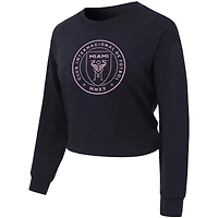 Haut court à manches longues en tricot noir Inter Miami CF Tri-Blend Darby pour femme