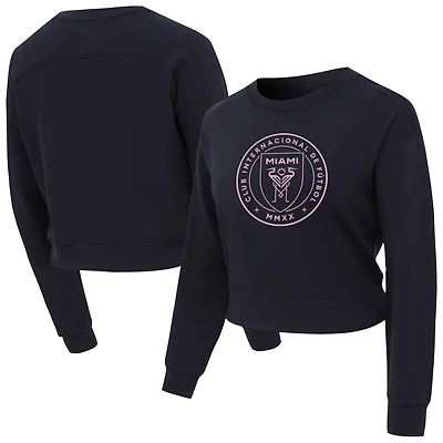 Haut court à manches longues en tricot noir Inter Miami CF Tri-Blend Darby pour femme