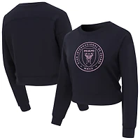 Haut court à manches longues en tricot noir Inter Miami CF Tri-Blend Darby pour femme