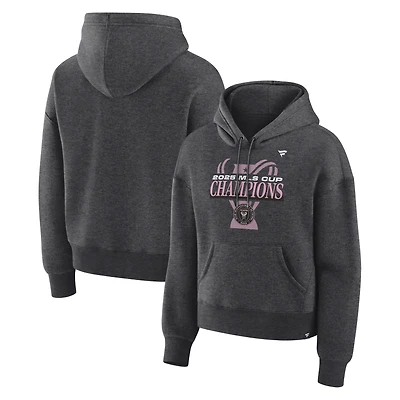 Women's Fanatics  Heather Charcoal Inter Miami CF 2025 MLS Cup Champions Locker Room Hoodie