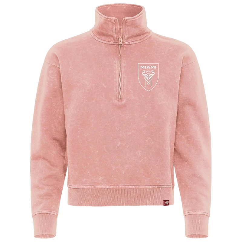 Women's Sportiqe Pink Inter Miami CF Iggy Washed Cropped Quarter-Zip Pullover