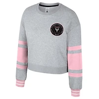 Women's Stadium Essentials Heather Gray Inter Miami CF Scrimmage Cropped Pullover Sweatshirt