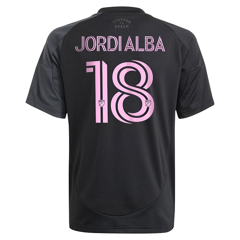 Maillot de joueur réplique adidas Jordi Alba Ramos noir Inter Miami CF 2025 The Fortitude Kit pour jeunes