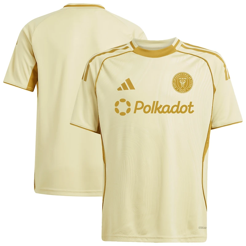 Haut d'avant-match adidas Tan Inter Miami CF 2025 One Planet pour jeunes