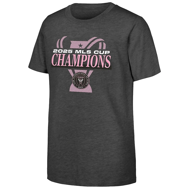 Youth Outerstuff Heather Gray Inter Miami CF 2025 MLS Cup Champions Locker Room T-Shirt