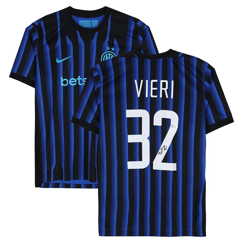 Christian Vieri Inter Milan Autographed Black/Blue Nike Modern Home Jersey