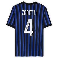 Maillot domicile moderne noir et bleu autographié de Javier Zanetti (Inter Milan)