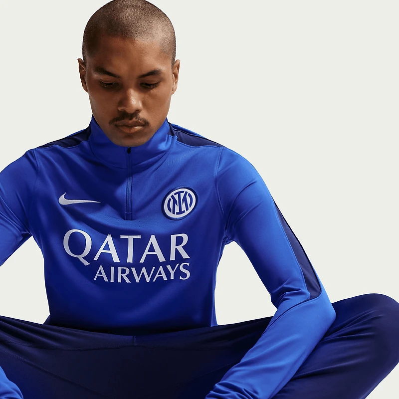Haut à manches longues zippé 1/4 Nike Inter Milan bleu pour homme, saison 2026/27.