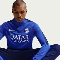 Haut à manches longues zippé 1/4 Nike Inter Milan bleu pour homme, saison 2026/27.