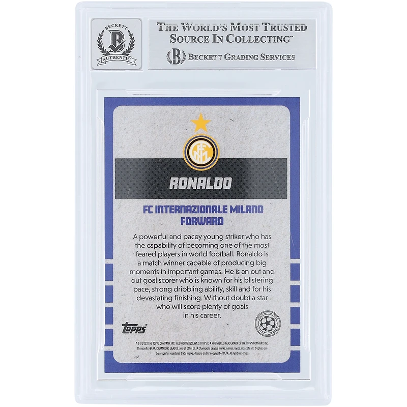 Ronaldo Inter Milan Autographié 2022-23 Topps Les Cartes Rookie Perdues #R9 Beckett Fanatics Témoin Authentifié Auto 10 Carte