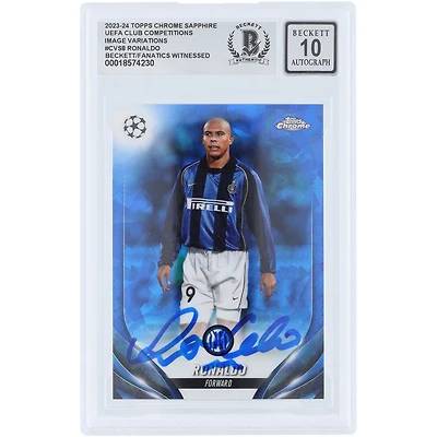 Ronaldo Inter Milan Autographié 2023-24 Topps Chrome Sapphire UEFA Image Variation #CVS-8 Beckett Fanatics Witnessed Authenticated Auto 10 Card