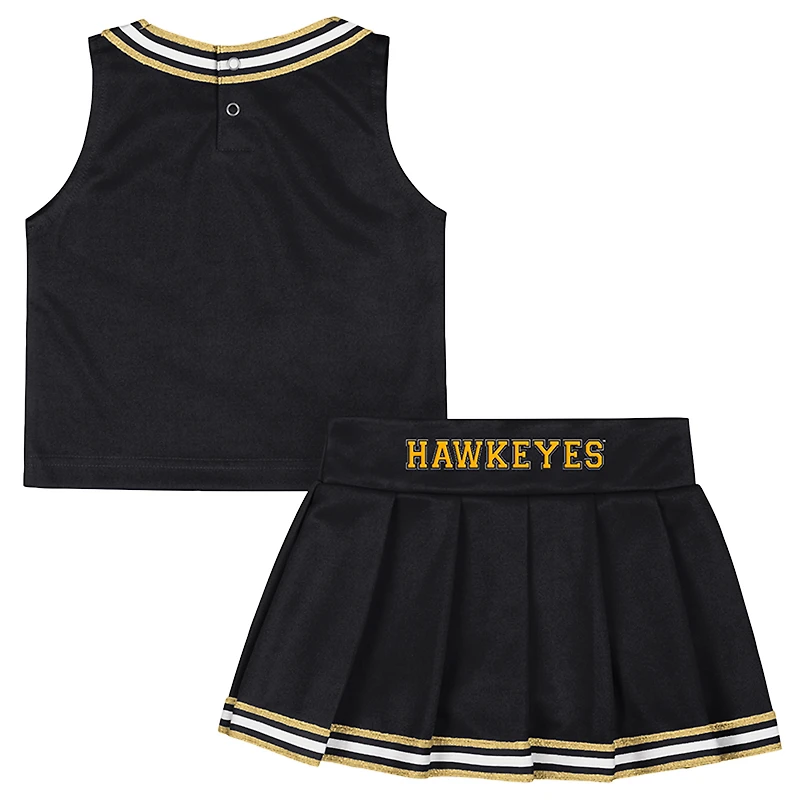 Girls Toddler Colosseum Black Iowa Hawkeyes Lollipop Park Cheer Two-Piece Set