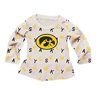 Girls Toddler Wes & Willy Oatmeal Iowa Hawkeyes Ruffle Raglan Long Sleeve T-Shirt Leggings Set