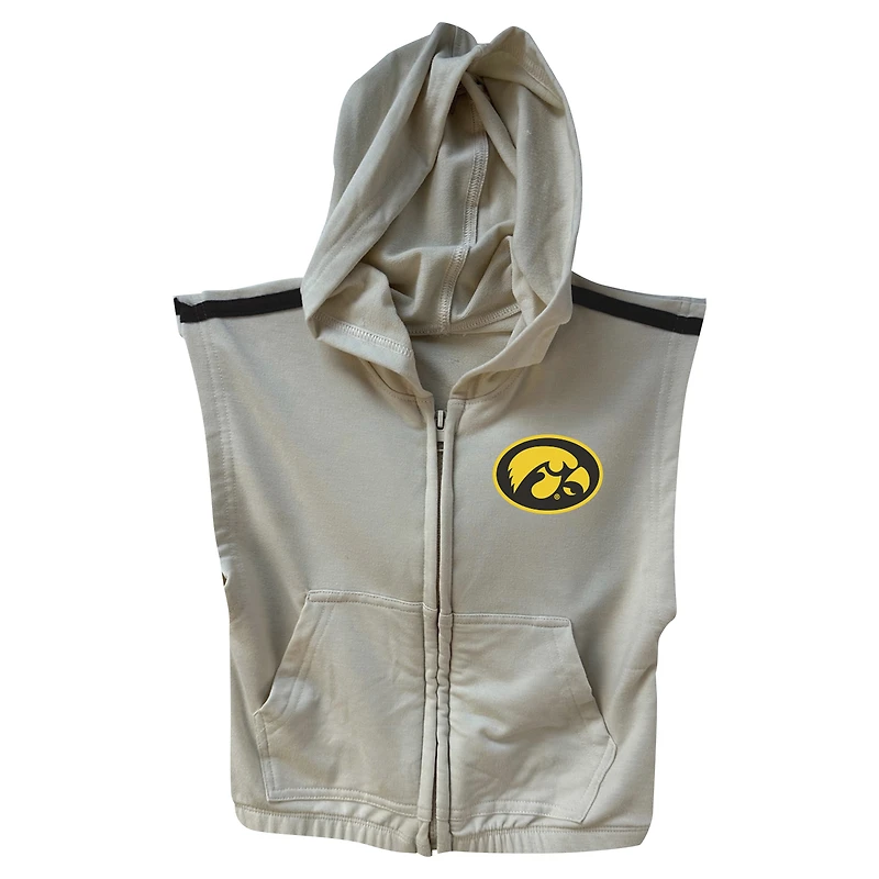 Ensemble sweat à capuche zippé sans manches et jupe volants pour filles Wes & Willy Tan Iowa Hawkeyes Tri-Blend