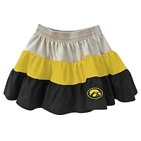 Girls Toddler Wes & Willy Tan Iowa Hawkeyes Tri-Blend Sleeveless Full-Zip Hoodie Tiered Skirt Set