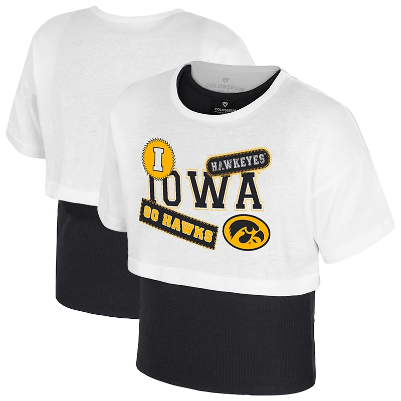 Haut court 2Fer blanc Iowa Hawkeyes Colosseum pour fille