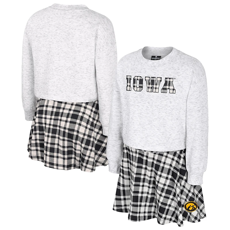 Girls Youth Colosseum Gray Iowa Hawkeyes Marceline Plaid Skirt and Top Set