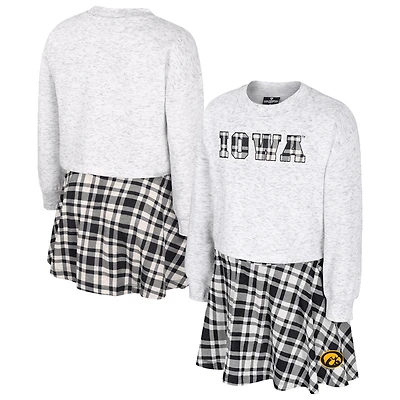 Girls Youth Colosseum Gray Iowa Hawkeyes Marceline Plaid Skirt and Top Set