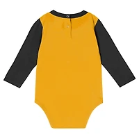 Infant Black Iowa Hawkeyes Double Up Long Sleeve Bodysuit & Pant Set