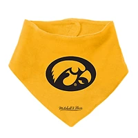 Infant Mitchell & Ness Black/Gold Iowa Hawkeyes 3-Pack Bodysuit, Bib and Bootie Set