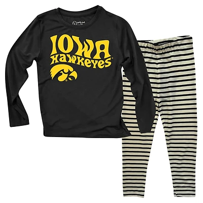 Ensemble haut à manches longues et leggings rayés tri-blend pour bébé Wes & Willy Iowa Hawkeyes