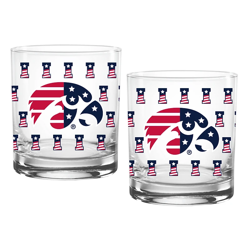 Iowa Hawkeyes  Two-Pack 14oz. Americana Rocks Glass Set