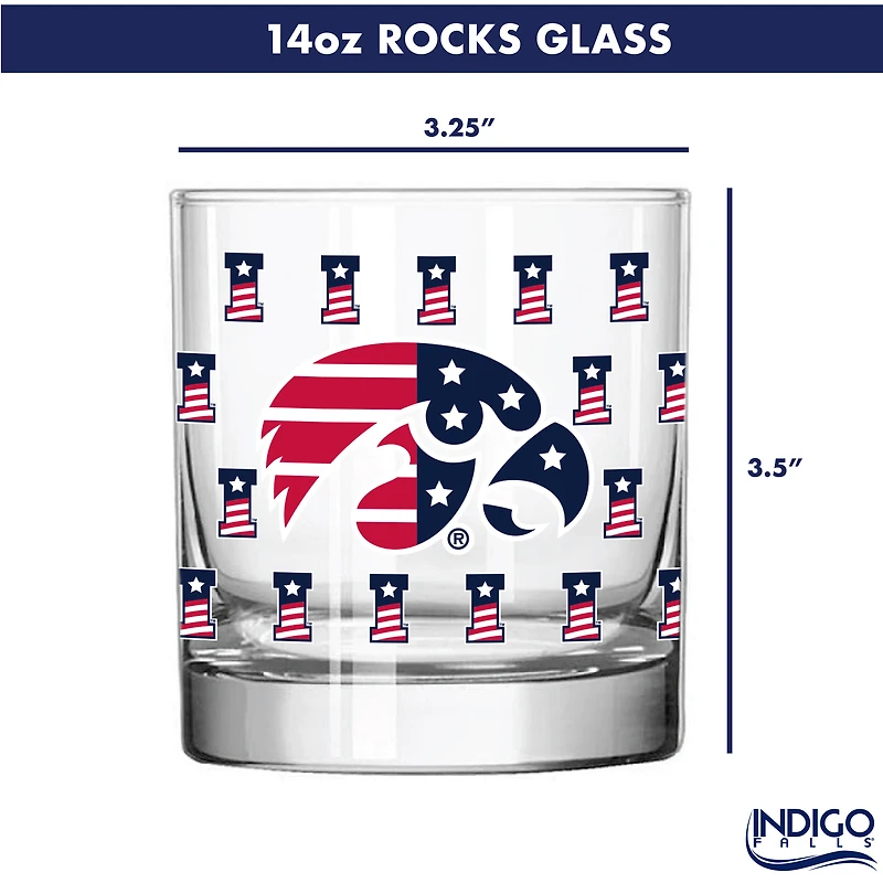 Iowa Hawkeyes  Two-Pack 14oz. Americana Rocks Glass Set