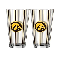 Logo Brands Iowa Hawkeyes Two-Piece 16oz. Striped Pint Glass Set