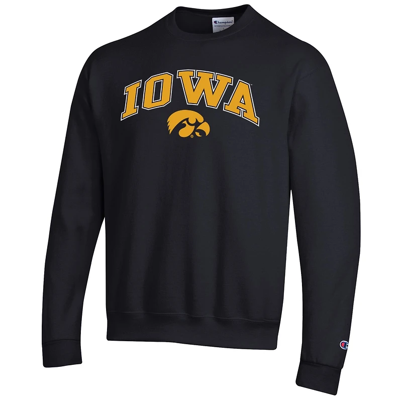 Men's Champion  Black Iowa Hawkeyes Arch Over Logo Pullover Sweatshirt