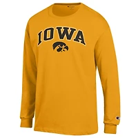 Men's Champion  Gold Iowa Hawkeyes Arch Over Logo Long Sleeve T-Shirt