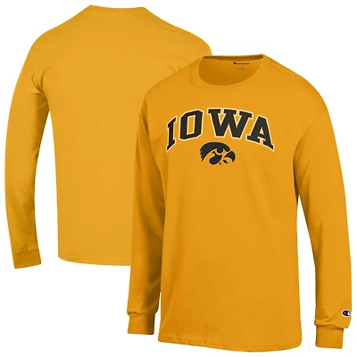 Men's Champion  Gold Iowa Hawkeyes Arch Over Logo Long Sleeve T-Shirt