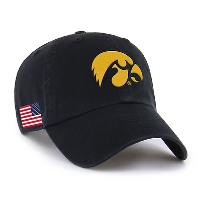 Men's '47 Black Iowa Hawkeyes Americana Heritage Clean Up Adjustable Hat