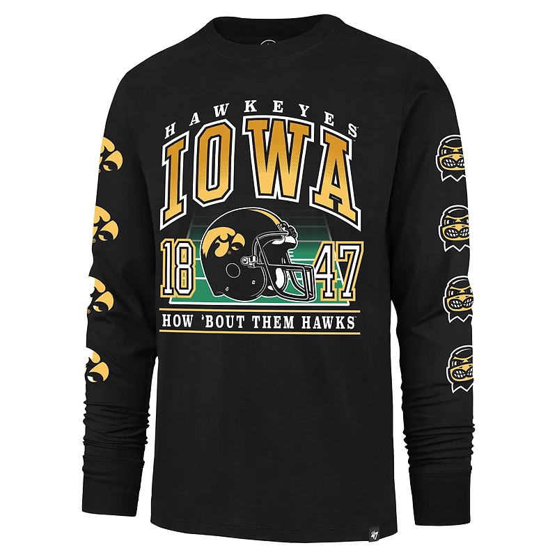 Men's '47  Black Iowa Hawkeyes Go Big Long Sleeve T-Shirt