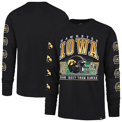 Men's '47  Black Iowa Hawkeyes Go Big Long Sleeve T-Shirt