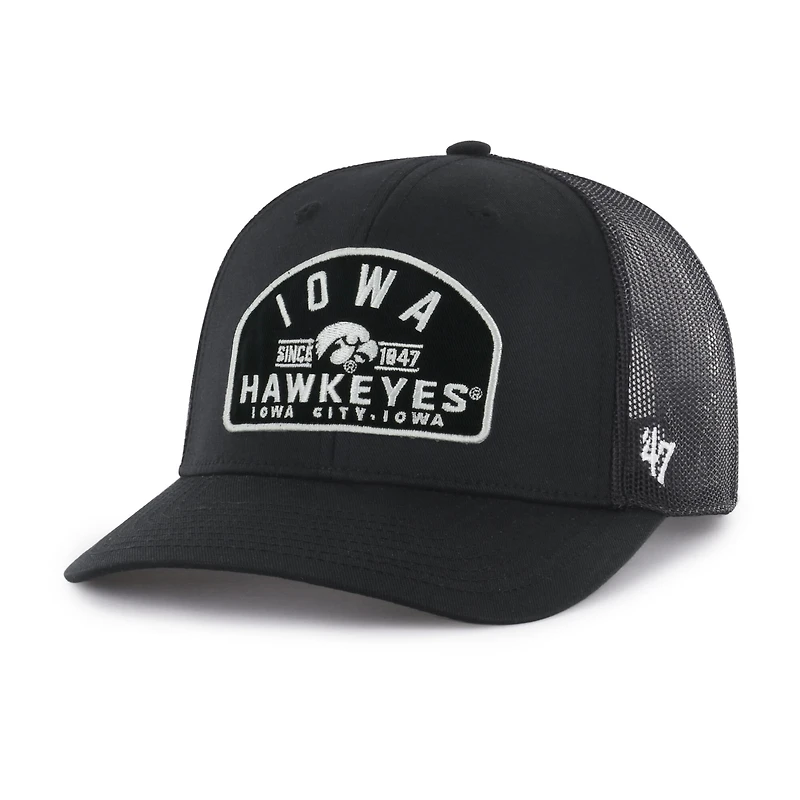 Casquette trucker ajustable Leland noire Iowa Hawkeyes '47 pour homme