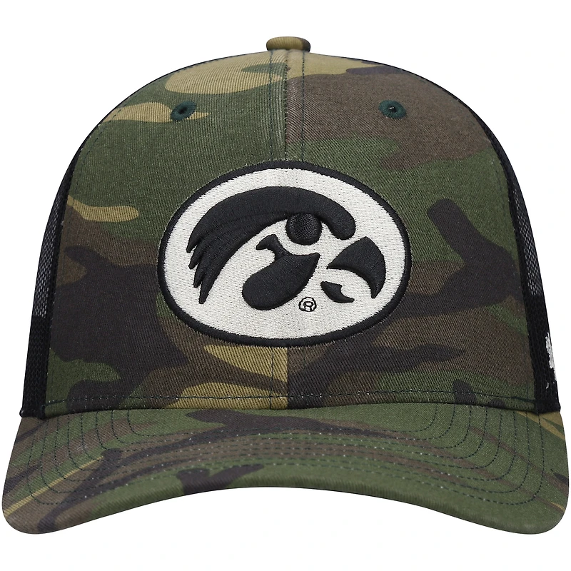 Men's '47 Camo/Black Iowa Hawkeyes Team Logo Trucker Snapback Hat