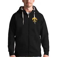 Sweat à capuche zippé Antigua noir pour homme, modèle Victory des Iowa Hawkeyes.
