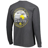 Men's Black Iowa Hawkeyes Circle Campus Scene Long Sleeve T-Shirt