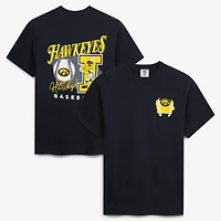 Men's  Black Iowa Hawkeyes Drawn Mascot Baseball T-Shirt