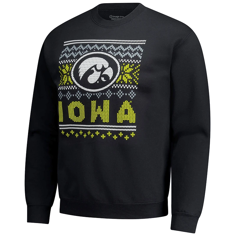 Men's  Black Iowa Hawkeyes Holiday Fleece Sweatshirt
