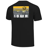 Men's Black Iowa Hawkeyes Striped Campus Skyline T-Shirt