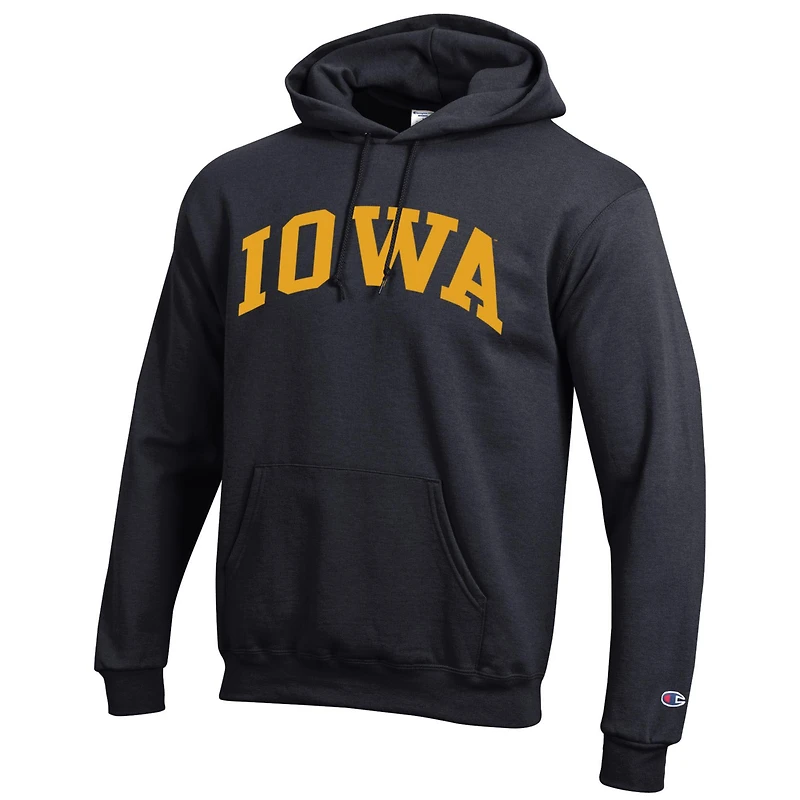 Men's Champion Black Iowa Hawkeyes Basic Arch Fleece Pullover Hoodie