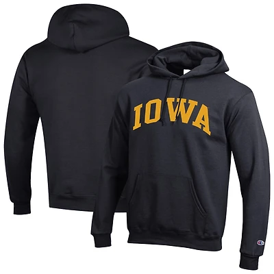Men's Champion  Black Iowa Hawkeyes Basic Arch Fleece Pullover Hoodie