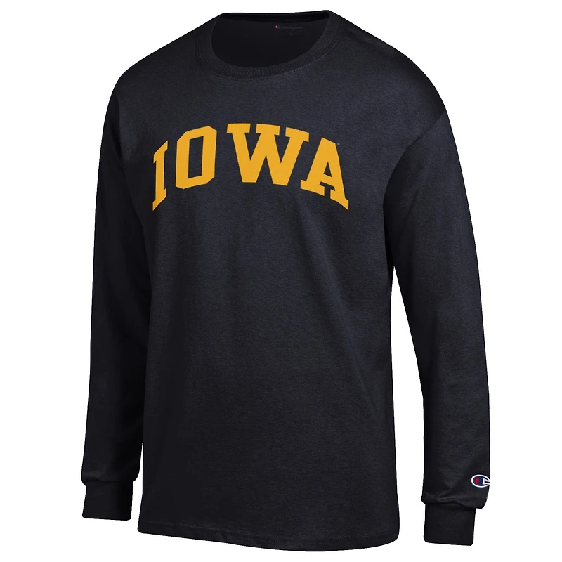 Men's Champion  Black Iowa Hawkeyes Basic Arch Long Sleeve T-Shirt