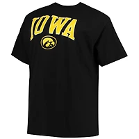 T-shirt Champion Black Iowa Hawkeyes pour hommes, grandes tailles, logo en arc sur fond blanc
